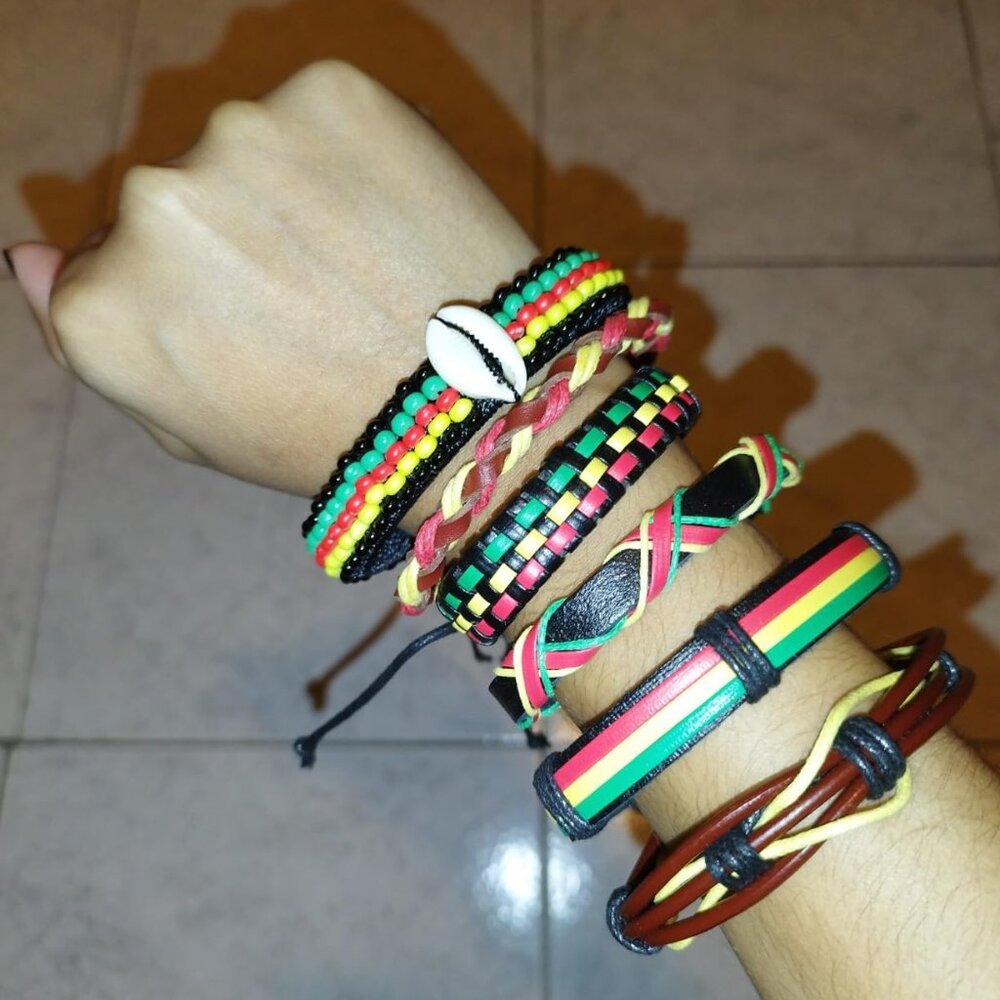 7 Pcs African Beaded Bracelet Adjustable